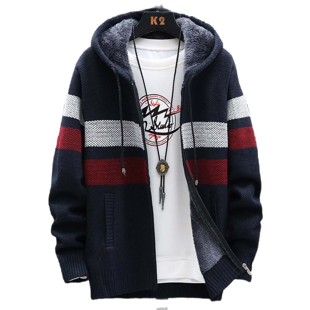 Winter Clothing Uae - الرجال سترة مقلمة معطف سميكة الصوف