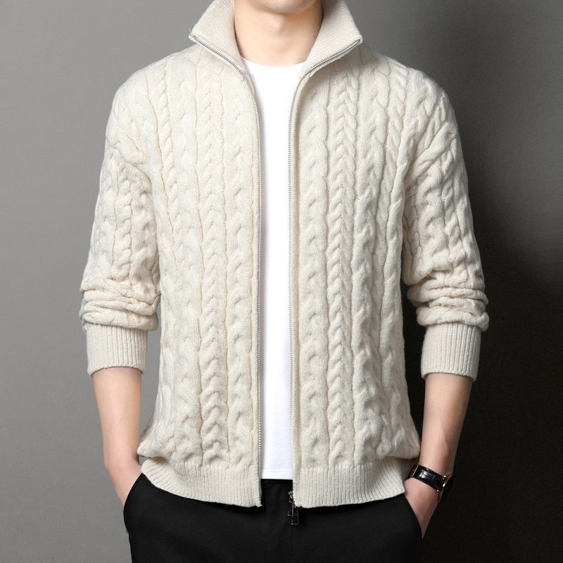 Winter Clothing Uae - جاكيت كارديجان رجالي محبوك بياقة واقفة