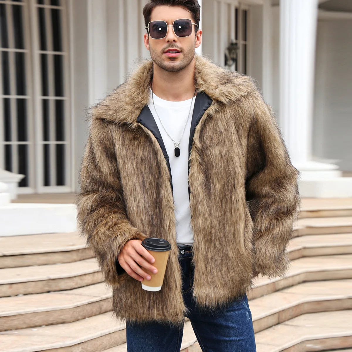 Winter Clothing Uae - الرجال فو الثعلب الفراء سترة معطف