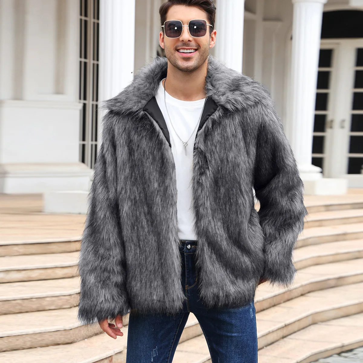 الرجال فو الثعلب الفراء سترة م - مراجعة Winter Clothing Uae وسعره