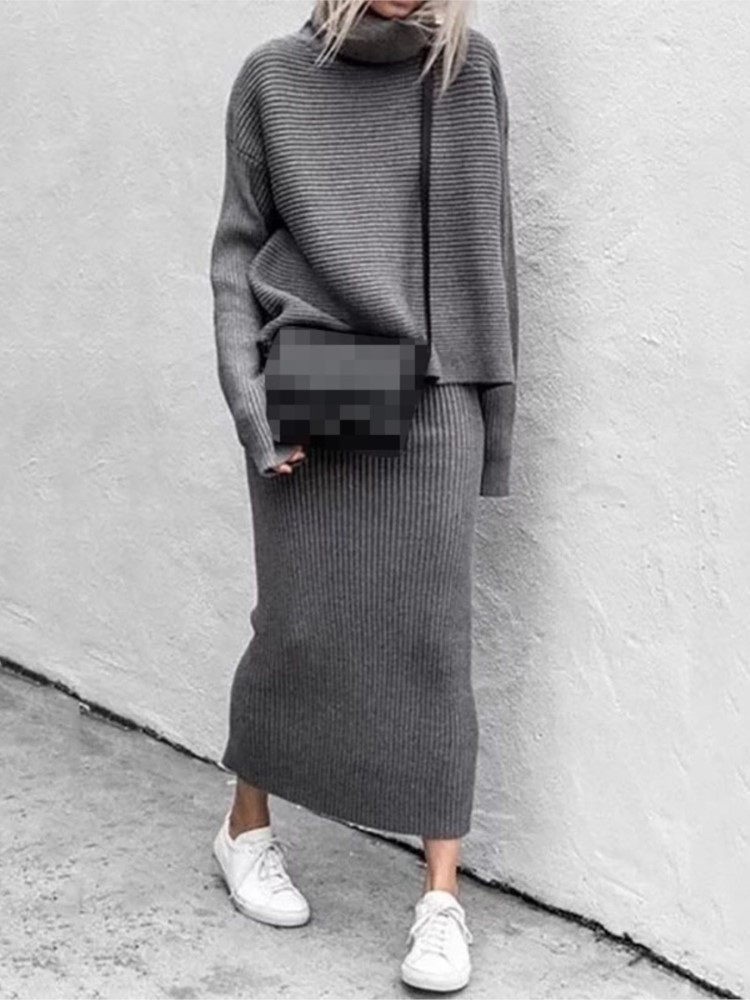 طقم تنورة نسائية منسوجة متوسطة - مراجعة Winter Clothing Sale وسعره